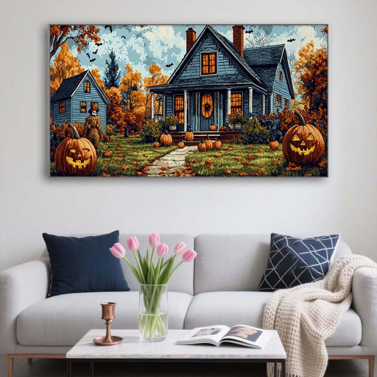 Malowanie po numerach na Halloween dla dorosłych, początkujących, dorosłych, do malowania według numerów, krajobraz, DIY, rękodzieło, płótno do malowania olejnego, malowanie według numerów, dekoracja