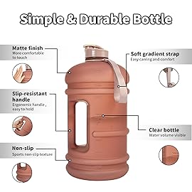 TOOFEEL 1 Gallon Water Bottle,Leakproof,Bpa Free,Dishwasher Safe,128 oz Large Water Jug wiht Handle,Travel & Camping & Sports & Gym Water Bottle For Men and Women - Matte Pink
