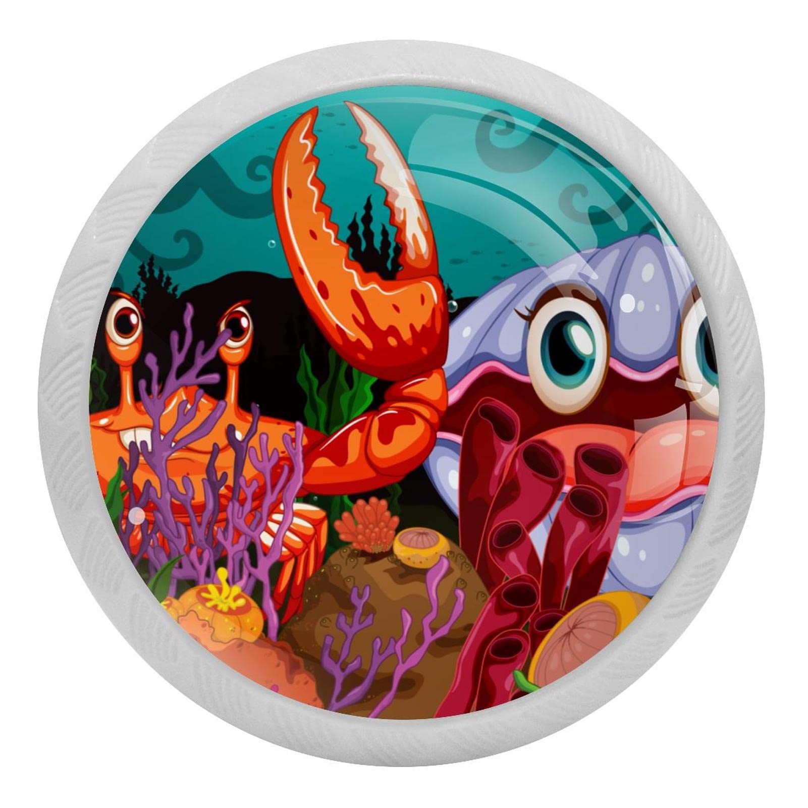 Poignées de tiroir de commode rondes boutons de meuble fluorescents crabe avec vis