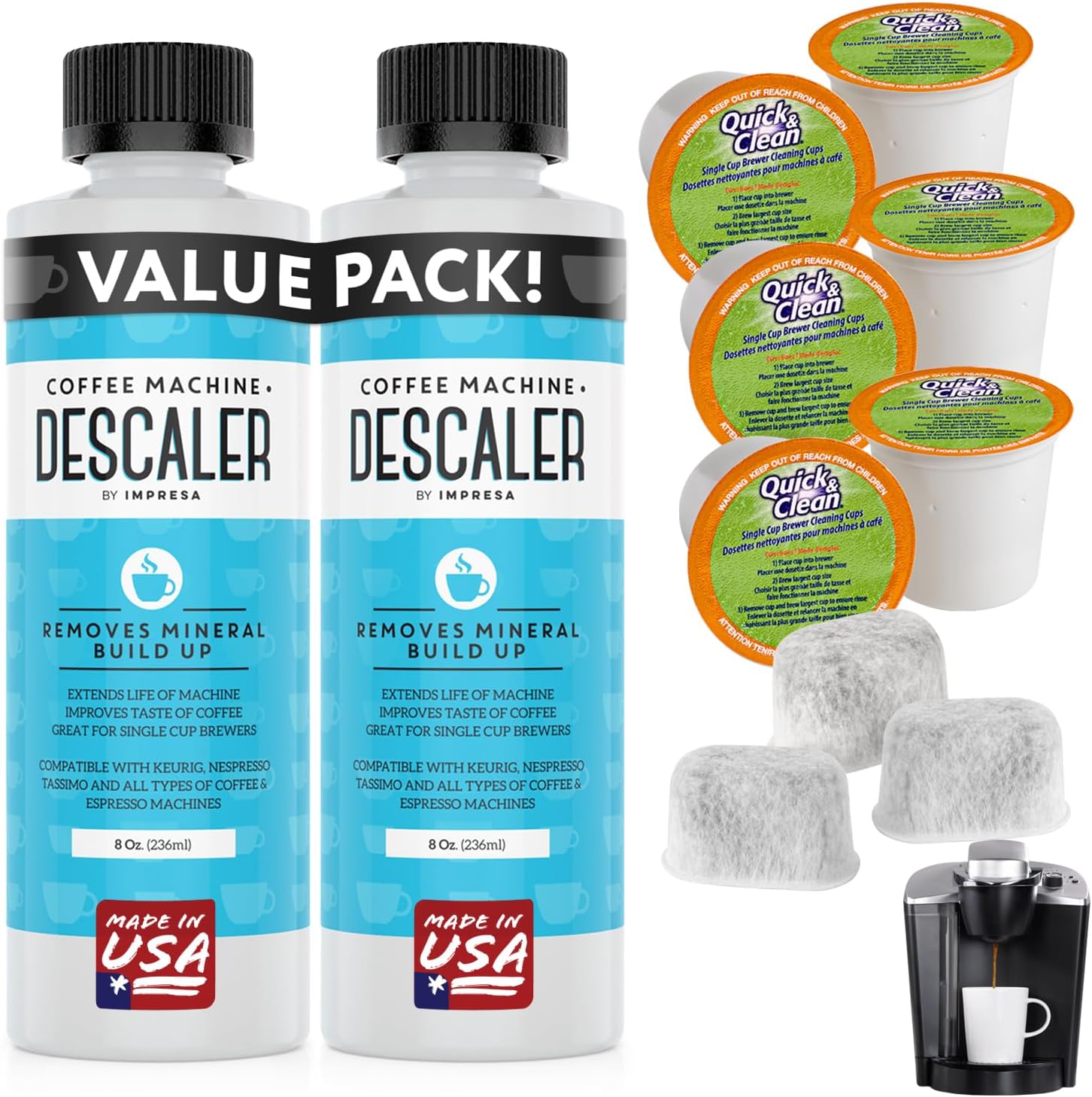 PERFECT POD Cafe Pure Descaling Solution Cleaning Kit with Jet Washer Compatible