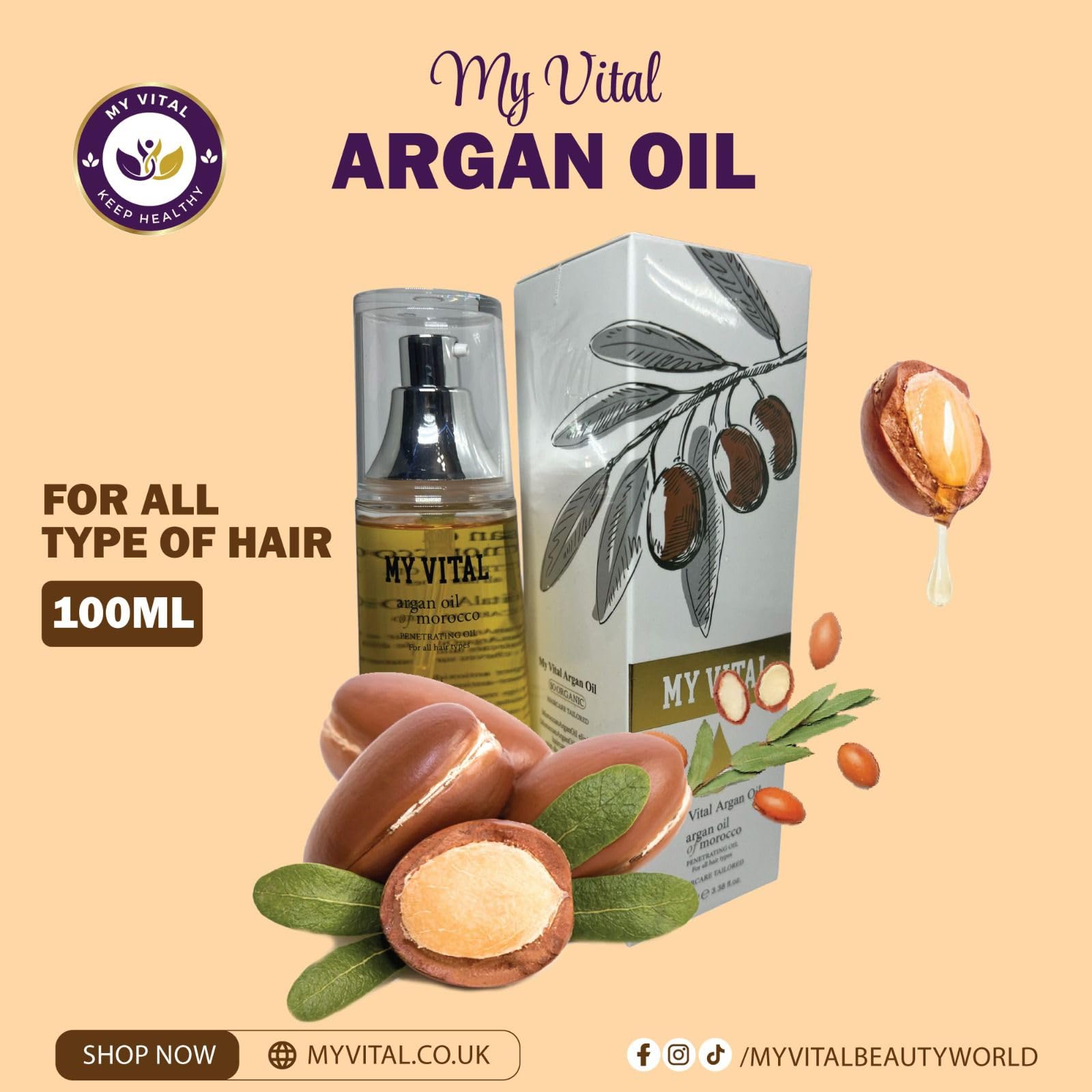 My Vital Argan Oil of Morocco Penetrating Oil, 100ml, 100 ml (Pack of 1) - Image 4