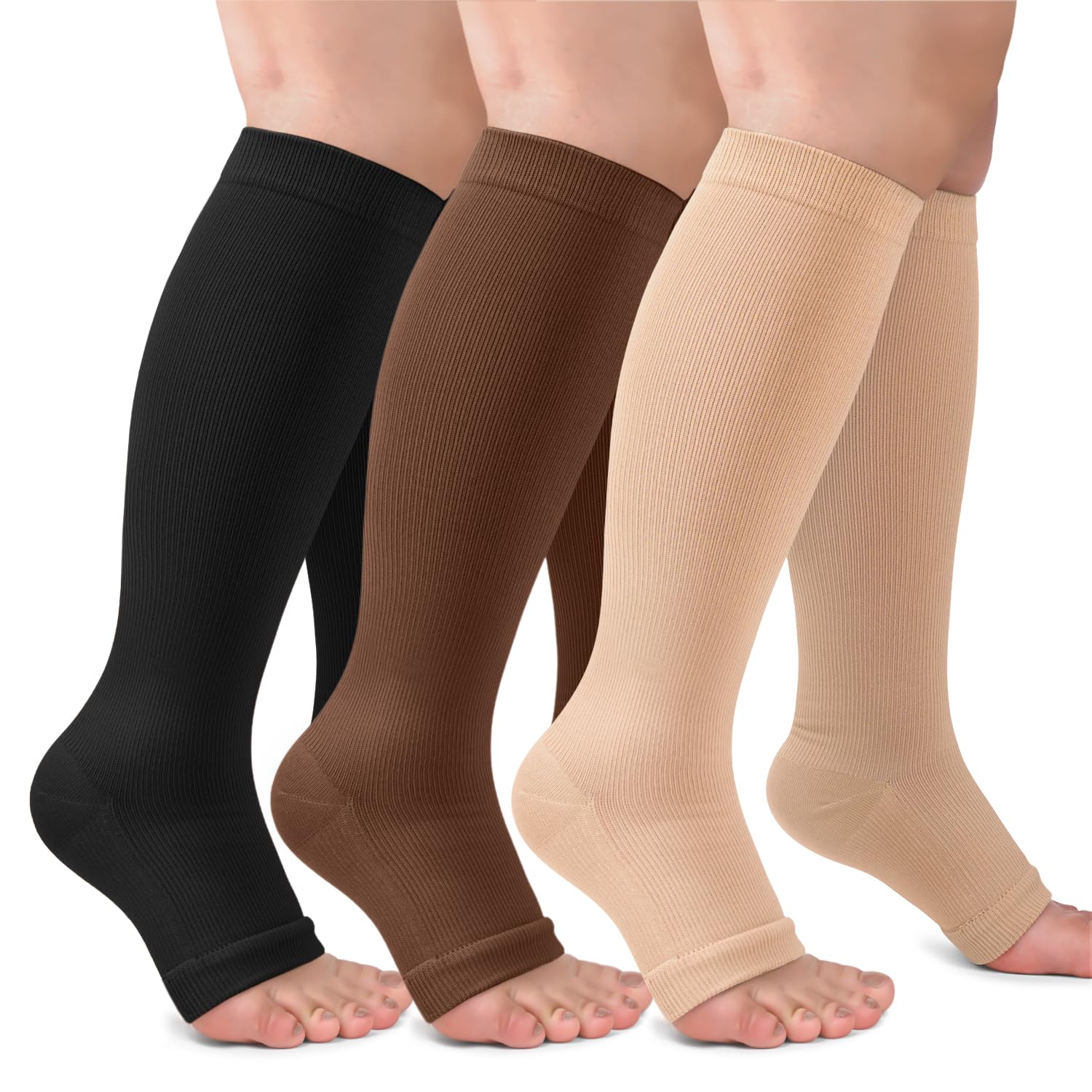 CTHH Toeless Compression Socks for Women &amp; Men Open Toe Knee High Stocking