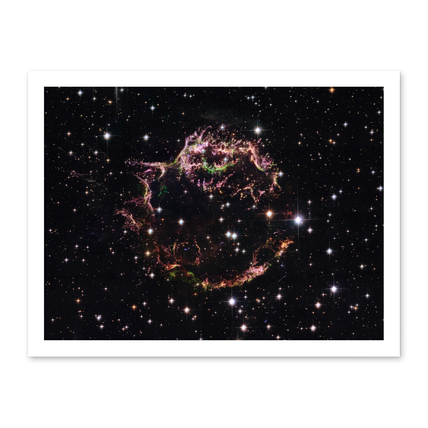 Artery8 Hubble Space Telescope Image Supernova Remnant Cassiopeia March 2004 Composite Structure Star Fragments Youngest Stellar Explosion Milky Way Artwork Framed Wall Art Print 18X24 Inch