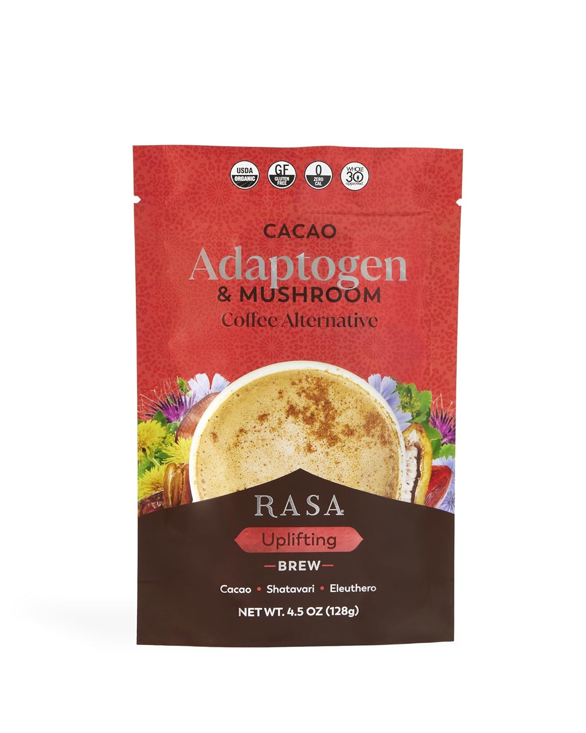 RASA Cacao – Adaptogenic Mushroom Coffee Alternative | Vegan, Keto, Whole 30, Ayurveda Wellness Tonic with Chaga + Reishi (8 oz. / 30 Servings)