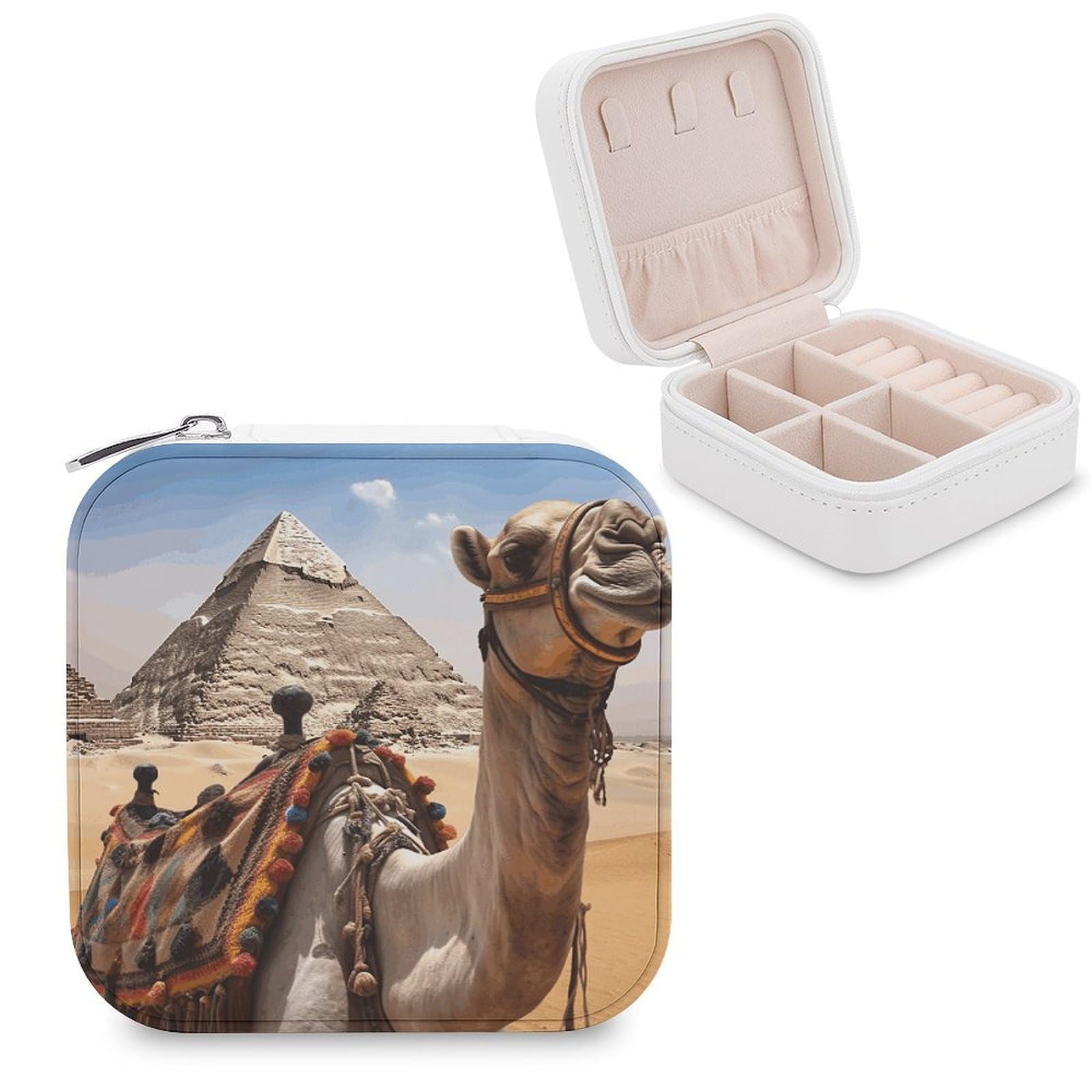 VstaDank Pyramid Camel Jewelry Box Exquisite Leather Jewelry Organizer Portable Trinket Organizer Fashion Travel Jewelry Case for Rings Earrings Necklaces Unique Gifts for Women