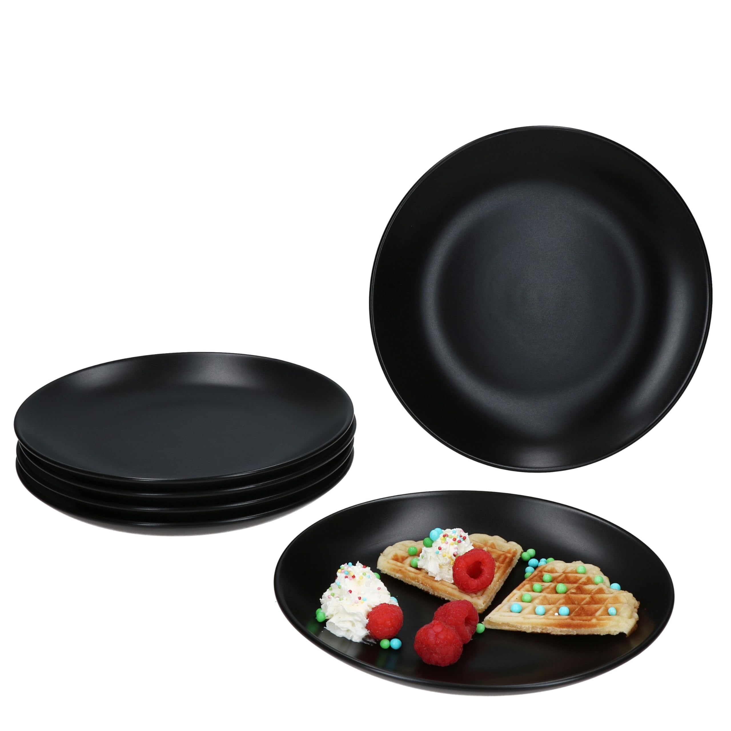 Ritzenhoff & Breker Kitwe platte borden, 28 cm, dinerborden met matte nerf, uniek door reactief glazuur, aardewerk, zwart