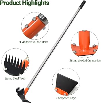 59 Inch One-Piece Handle 2-in-1 Garden Hoe and Weed Puller Tool