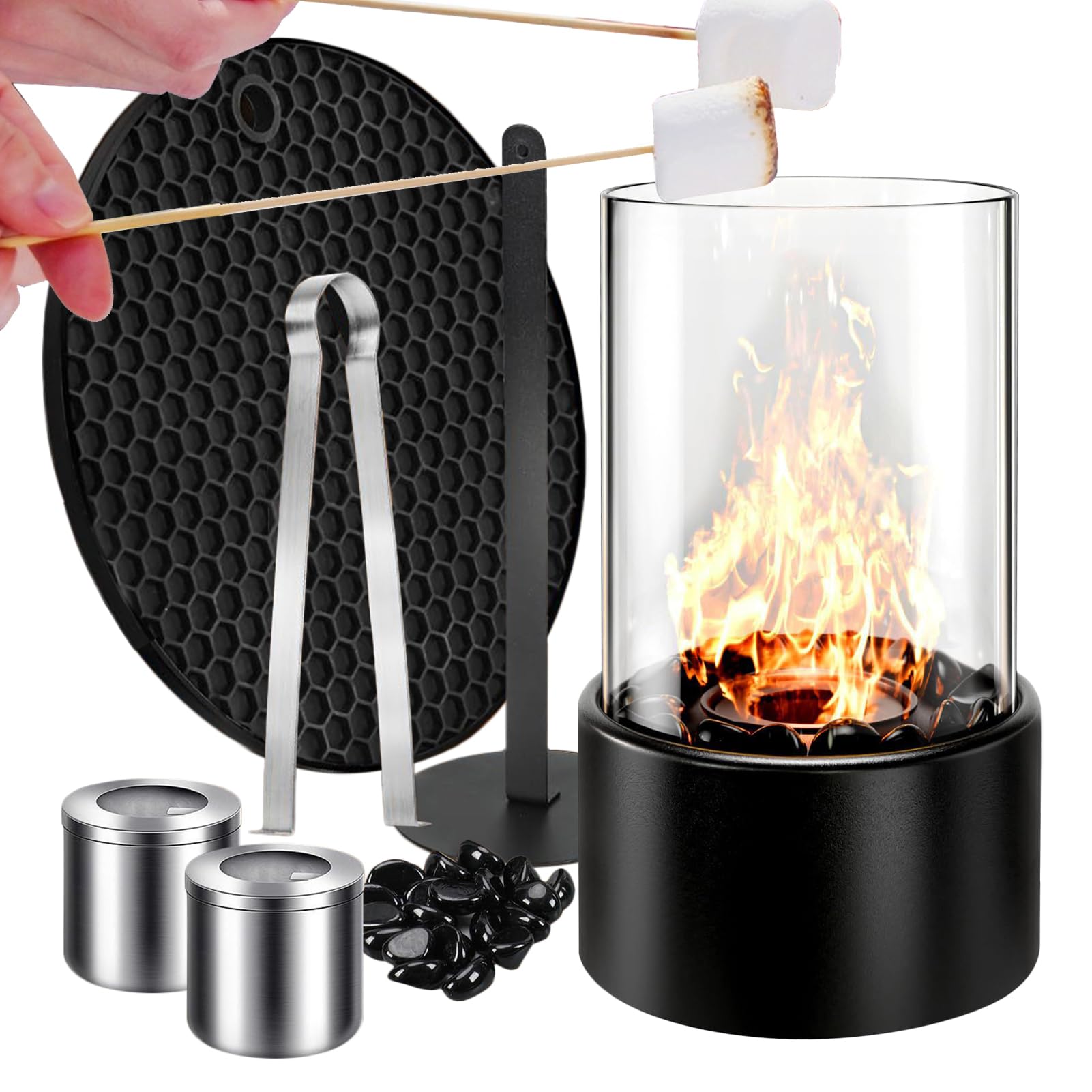 Portable Fireplace | Realistic Flame Non-Slip Base Heater | Table Fireplace for Indoor | for Office Desk Home Living Bedroom Outdoor Patio Room