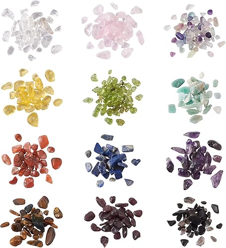 Miniatura 4 de Pandahall - 12 mini botellas de cristal de deseos de piedra de 0.866 x 2.795 in, piedras preciosas sin perforar con tapón de corcho para decoración