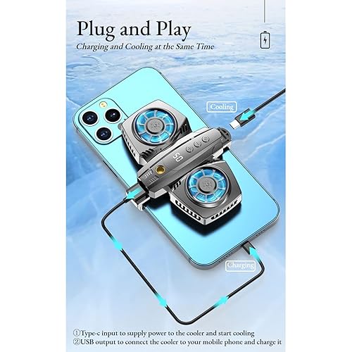 Miniatura 3 de Cell Phone Cooler, Cellphone Radiator with Dual Semiconductor Cooling Chip, Mobile Phones with a Width of 6 to 8 Cm for Live Streaming, Outdoor