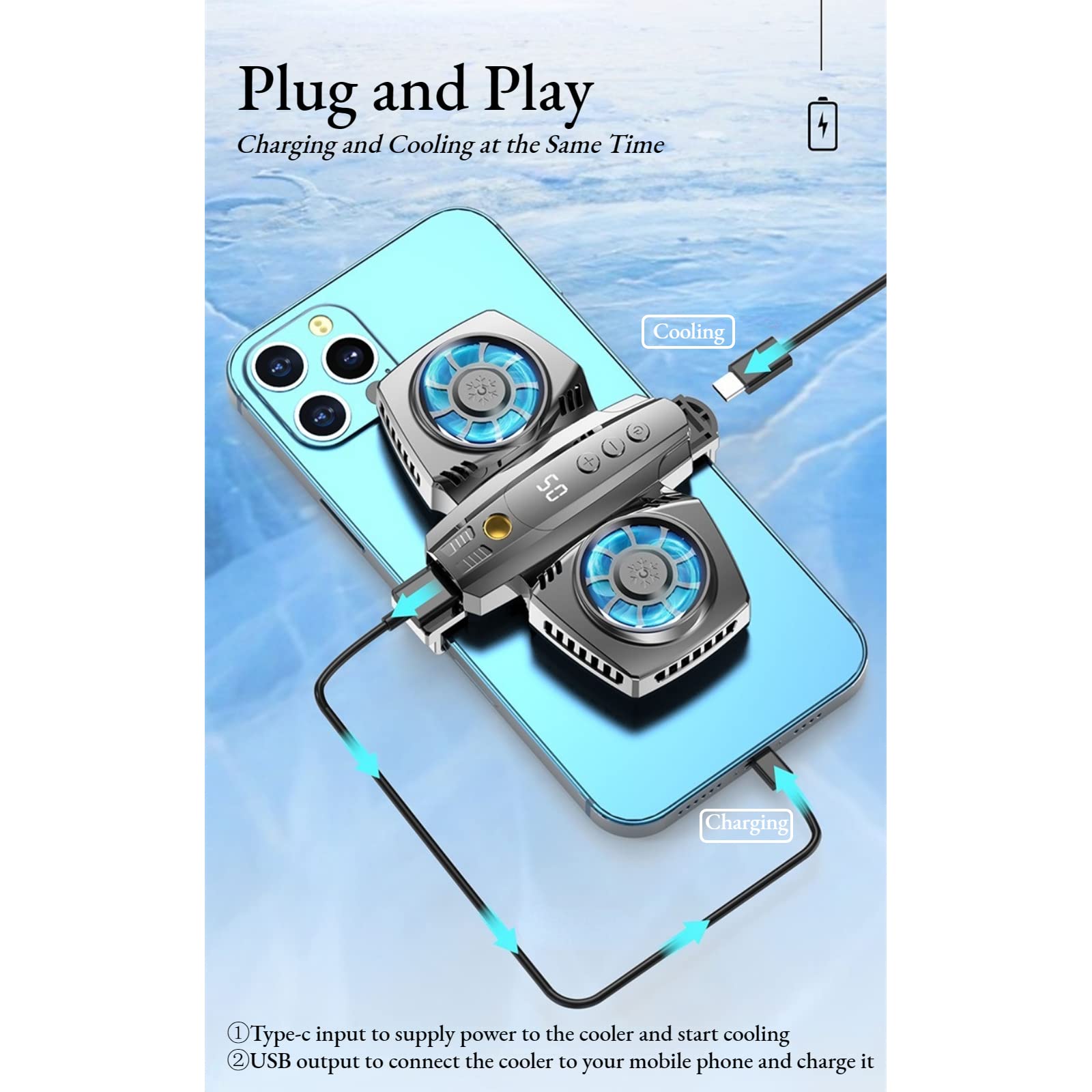 Raffreddatore Telefono, Radiatore Cellulare Semiconduttore Dual Core, Raffreddamento Intelligente a Risparmio Energetico, Radiatore di Raffreddamento Rapido per Streaming Live di