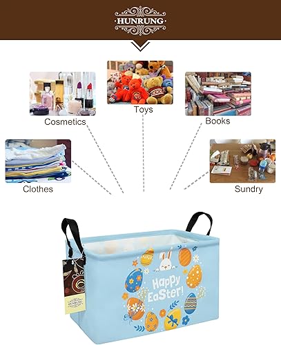 Miniatura 19 de HUNRUNG Cesta rectangular de almacenamiento de lona, bonita cesta organizadora de lona para mascotas, juguetes de niños, libros, ropa, perfecta
