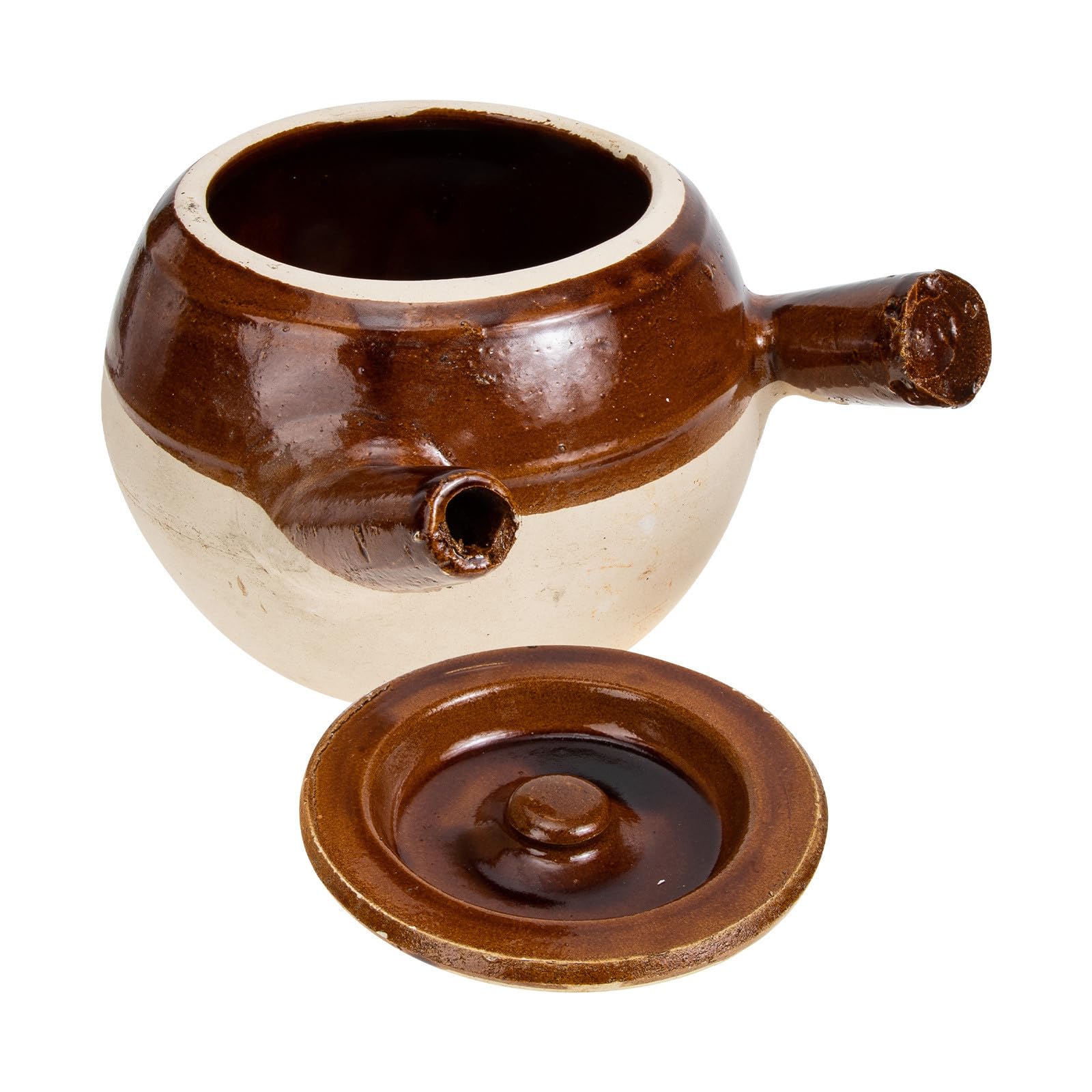 Cazuela de barro sin quemados de 1600ml con mango para infusiones y medicinas