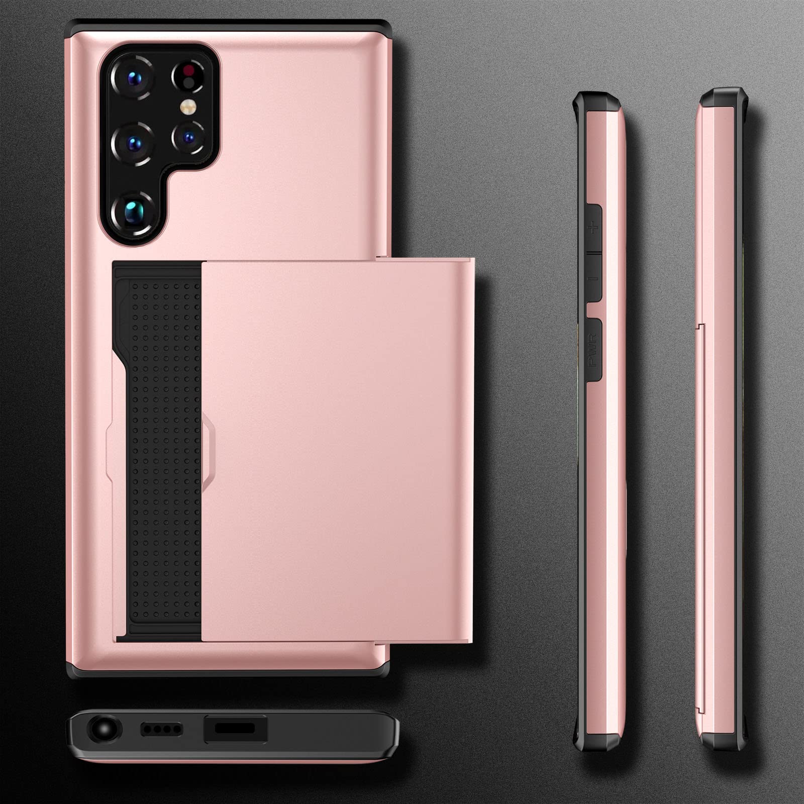 Funda per Samsung Galaxy S22/S22+/S22 Ultra, Estuche Billetero De Premium Carcasa Trasera con Ranura para Tarjeta Case Nti-Rasguño Anti-Huella Estuche,Plata,S22 Ultra 6.8"