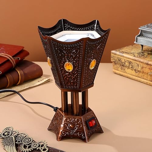 Miniatura 2 de Quemador de incienso árabe eléctrico, incensario de escritorio enchufable para decoración del hogar, hierro marrón oscuro, seguro para mascotas y