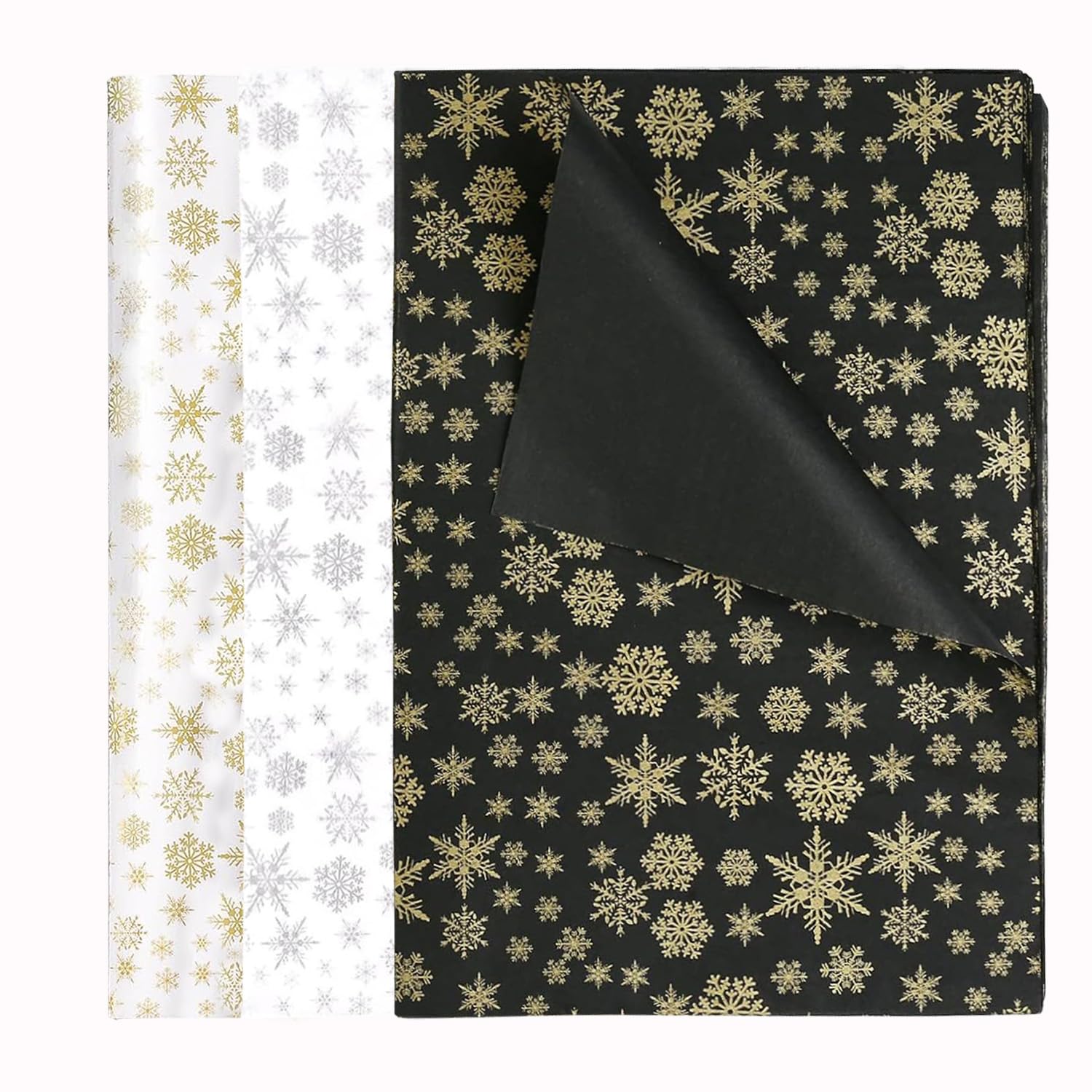 Jwssor Snow Christmas Tissue Paper,30sheets Xmas Tissue Paper,50x35cm Packing Gift Paper for Gift Bags Christmas Crafts Birthday Party