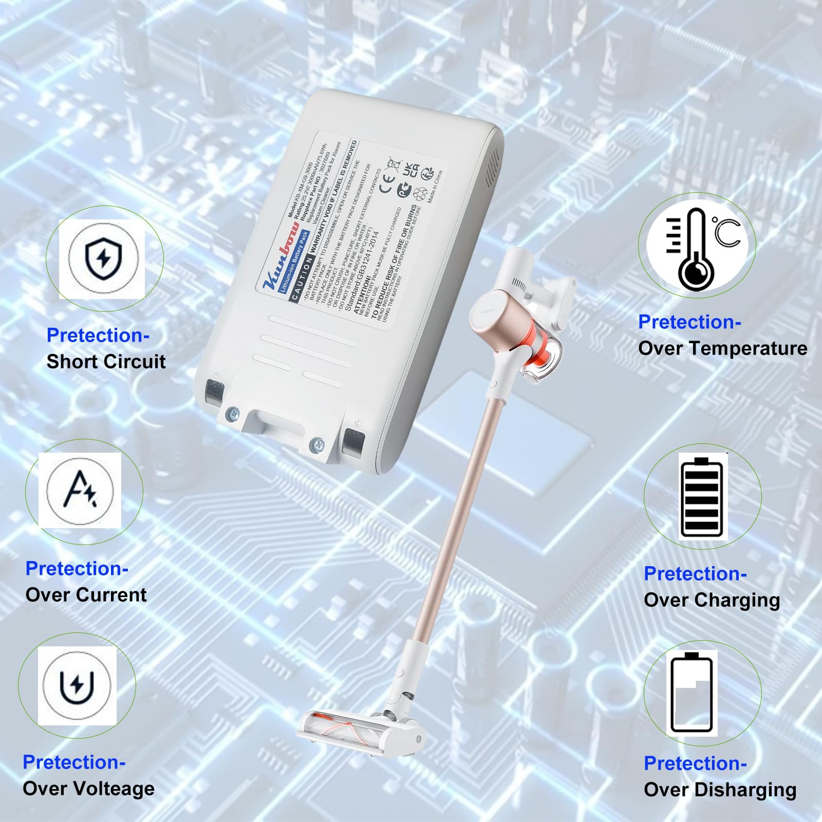 Batteria di ricambio da 3000 mAh per aspirapolvere Xiaomi G9, G9 Plus, G10, G10 Plus, batteria per aspirapolvere Dreame T10, T20, T20 Pro, R10, R10 Pro, V12S, V16S (25,2 V/75,6 Wh)