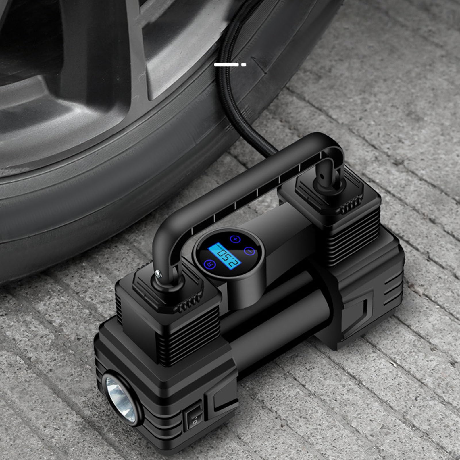 Compressore D'aria del Gonfiore dei Pneumatici, Flammatore per Pneumatici da 12 V per Auto da Pneumatico da 120 Psi Compressore di Pressione Digitale Pompa Del'aria Portatile con