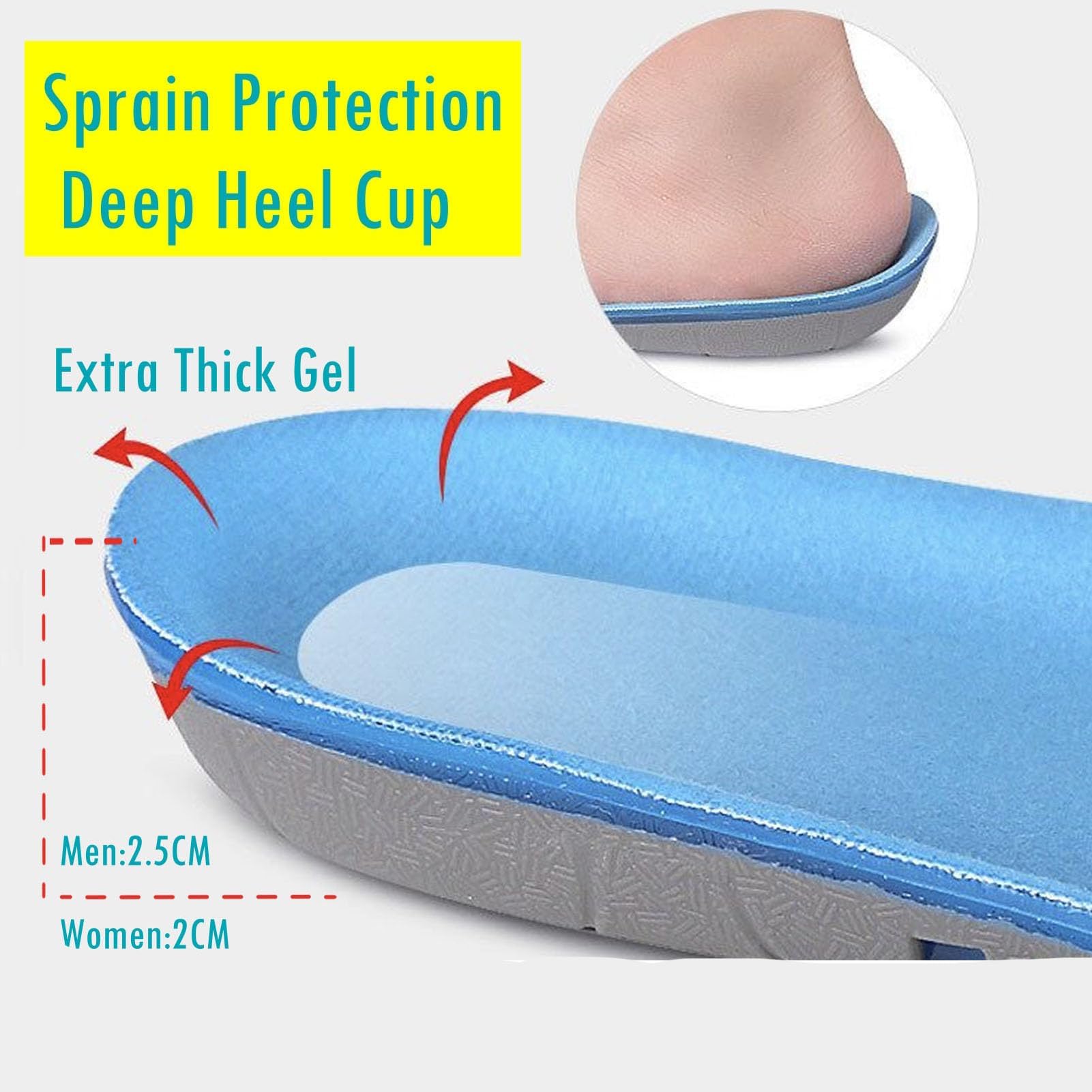 Goofort - 2 pares de plantillas de gel optimizadas para botas de trabajo antifatiga, plantillas de soporte de arco para fascitis plantar, resistentes, para hombres y mujeres, plantilla ortopédica para
