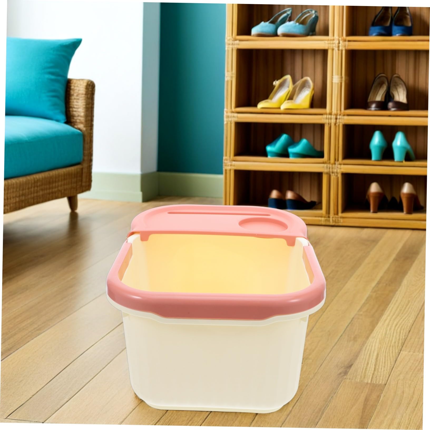 Beige Fußbadewanne aus Pp mit Klappbarem Griff für Reise und Büro | Semicover Design, Unterstützt Entspannung und Müdigkeitslinderung, Kompakte Pedikürewanne