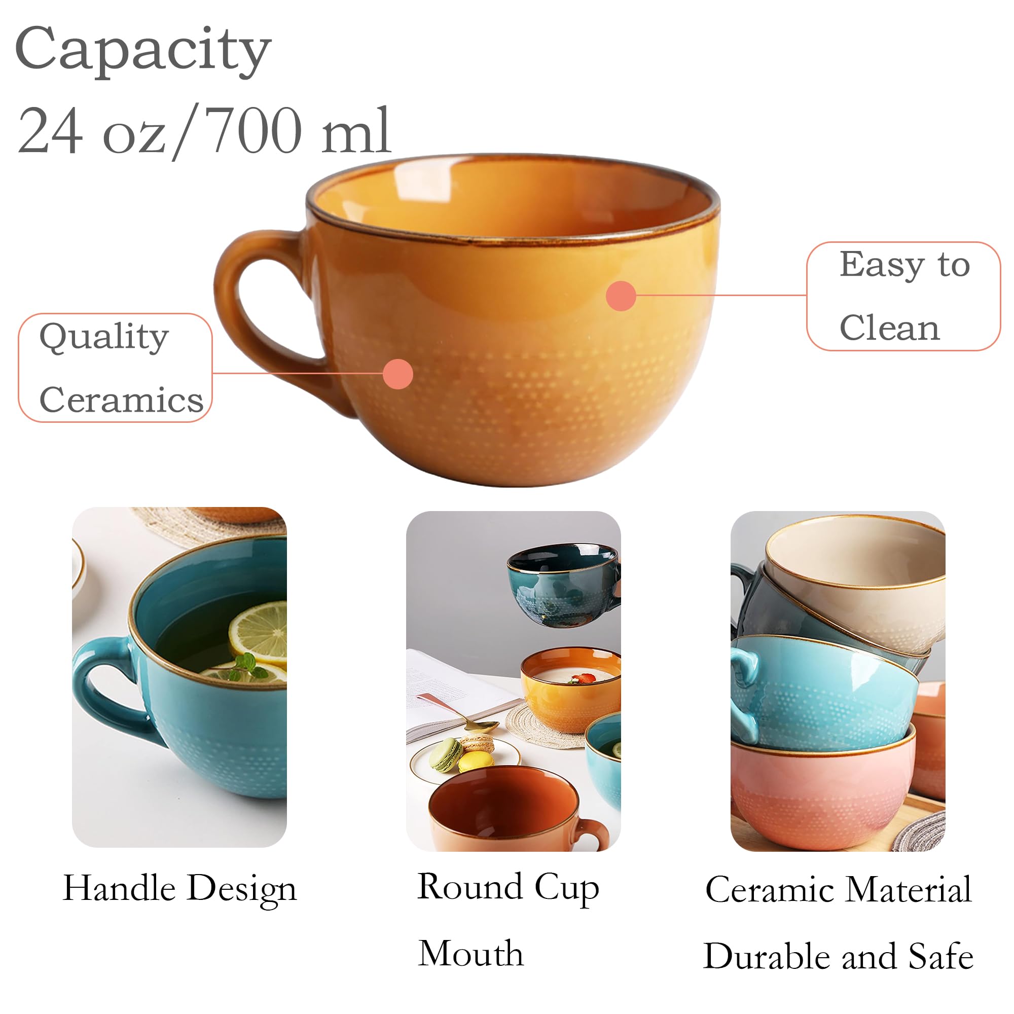 Übergroße Keramik-Kaffeetasse Mit Griff – Perfekt Für Kaffee, Tee, Suppe & Müsli