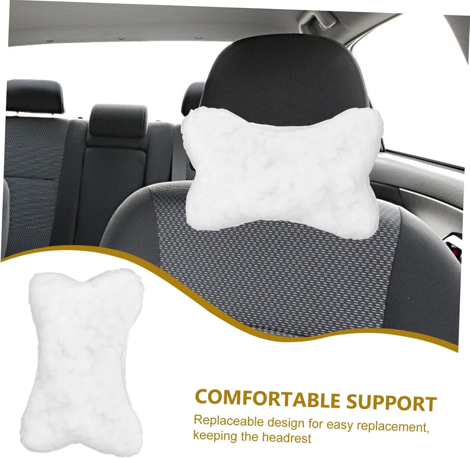 Car Headrest Pillow Insert Replacement, Soft Polyester Travel Support image 3