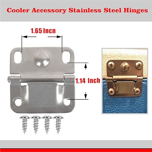 Miniatura 2 de Juego de bisagras y tornillos de acero inoxidable, bisagras y tornillos de repuesto para enfriador, paquete de 4 unidades.+1
