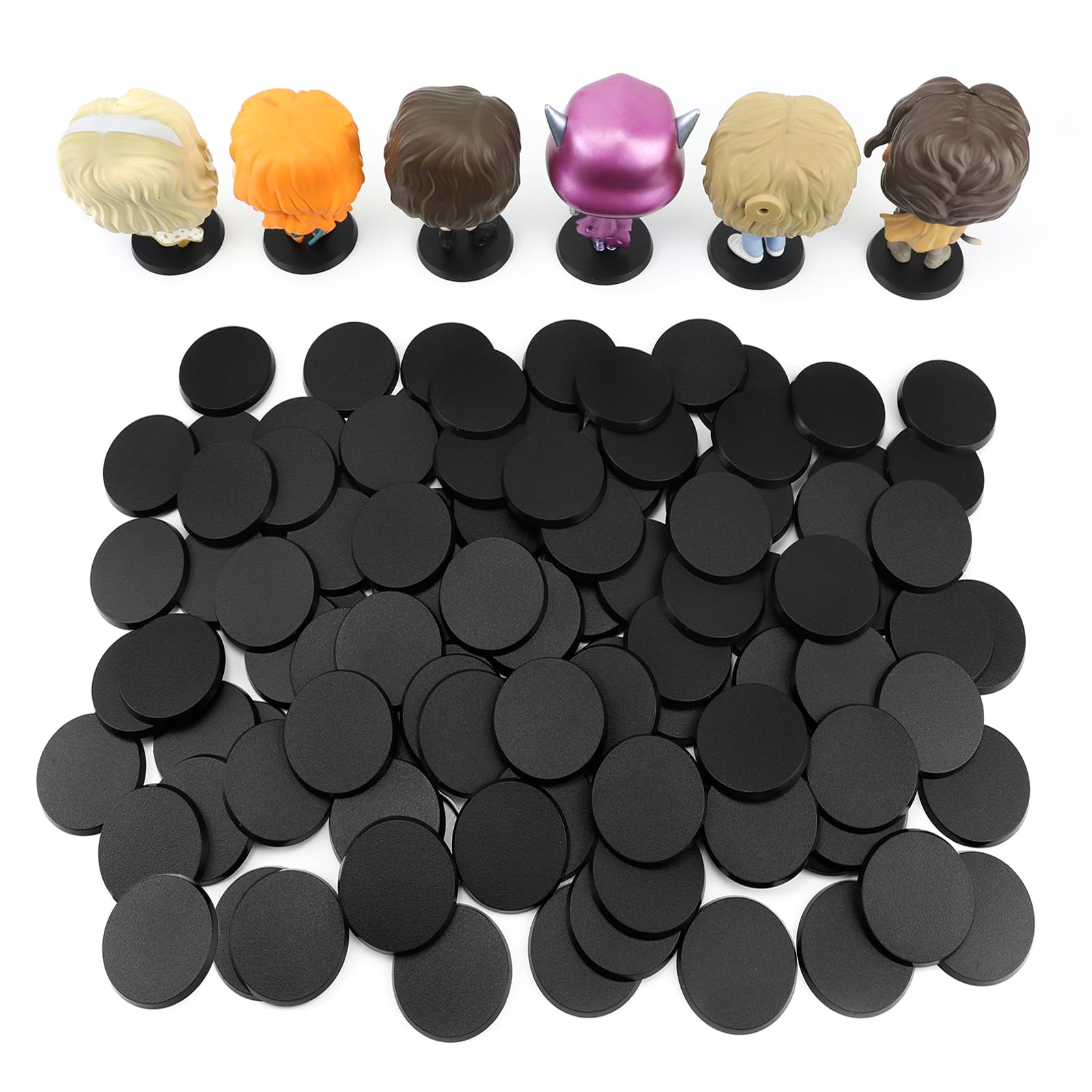 120PCS Figure Stand Base with 180PCS Adhesive for 4 Inch Fuko Pop, 1.97 Inch Black Round Plastic Bases No Peg, Doll Model Storage Organizer Display Holder Accessories for Action Figures