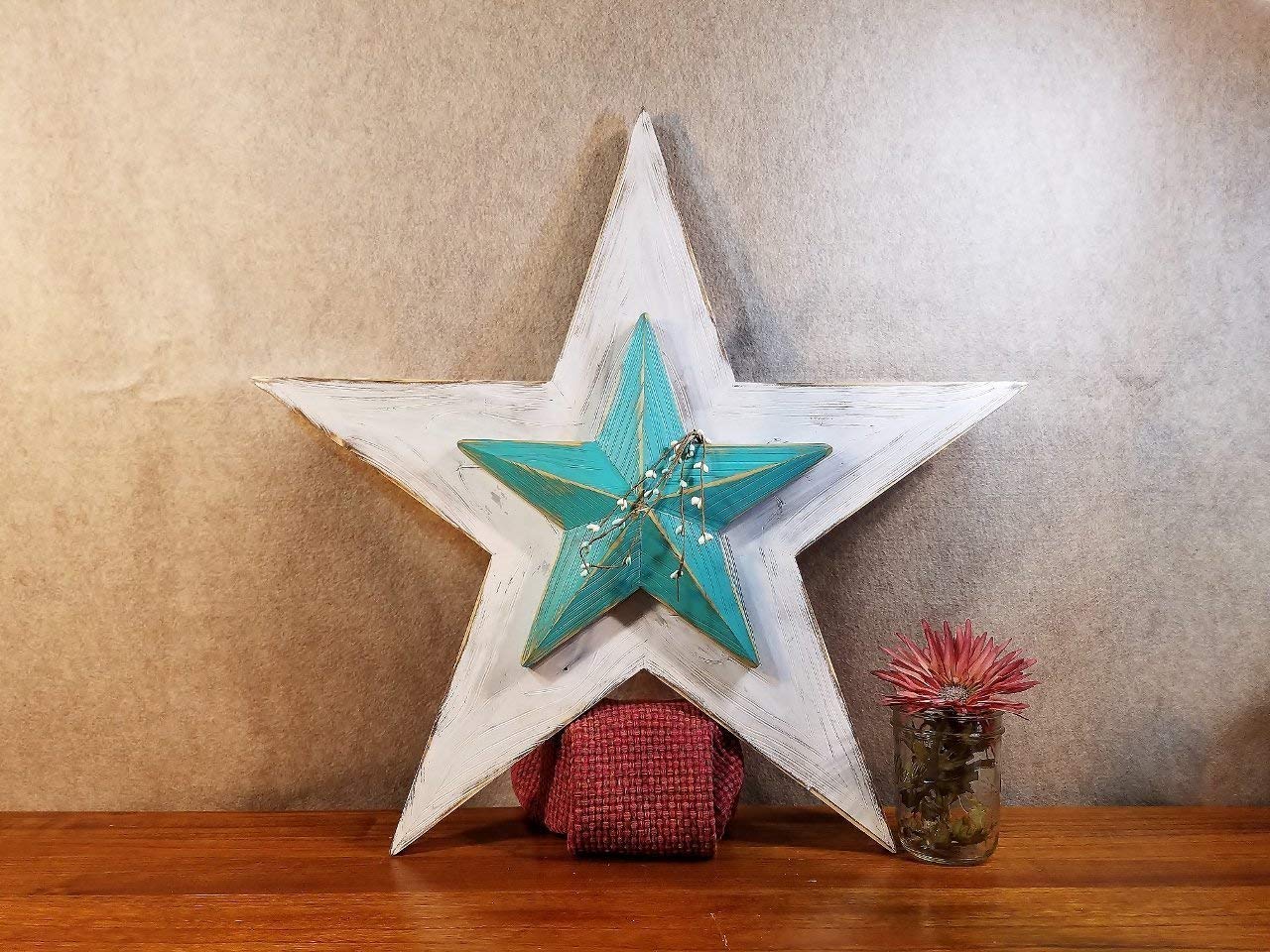 Rustic Wood Star Combo Farmhouse Two Stars Mothers Day Gift Wedding