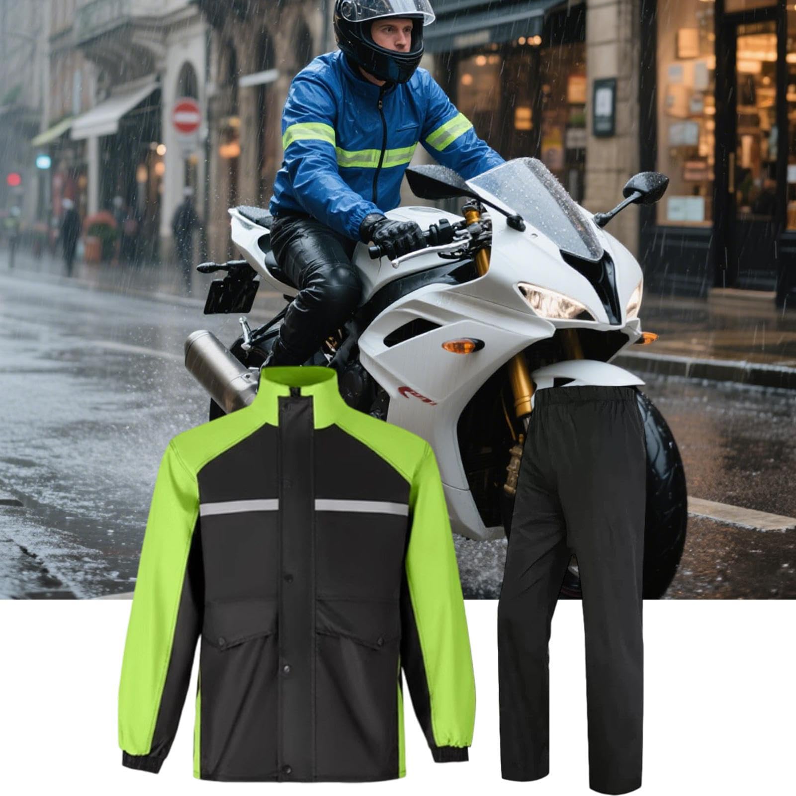 Abbigliamento antipioggia per motociclisti, tuta da moto da uomo, cappotto impermeabile leggero traspirante poncho tuta impermeabile stivali per campeggio, golf, ciclismo pesca