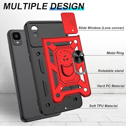Miniatura 4 de ATUMP TCL 30 LE Funda para teléfono TCL 30Z T602DL, con protector de pantalla HD, resistente a prueba de golpes con soporte de metal de rotación de