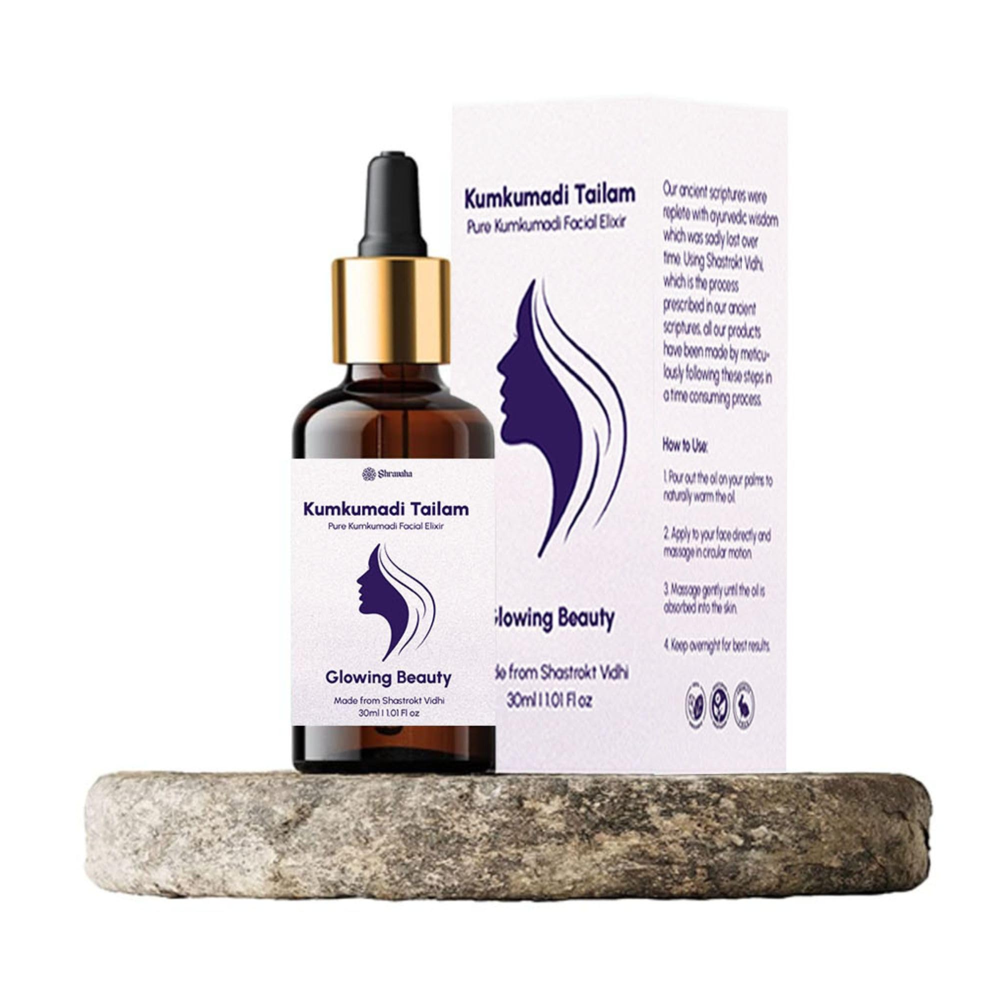 Shravaha Pure Kumkumadi Tailam made with Shastrokt Vidhi Face Oil for glowing skin, for Pigmentation, Brightening,Saffron for Glowing for Dry,combination & Oily Skin - 30 ml