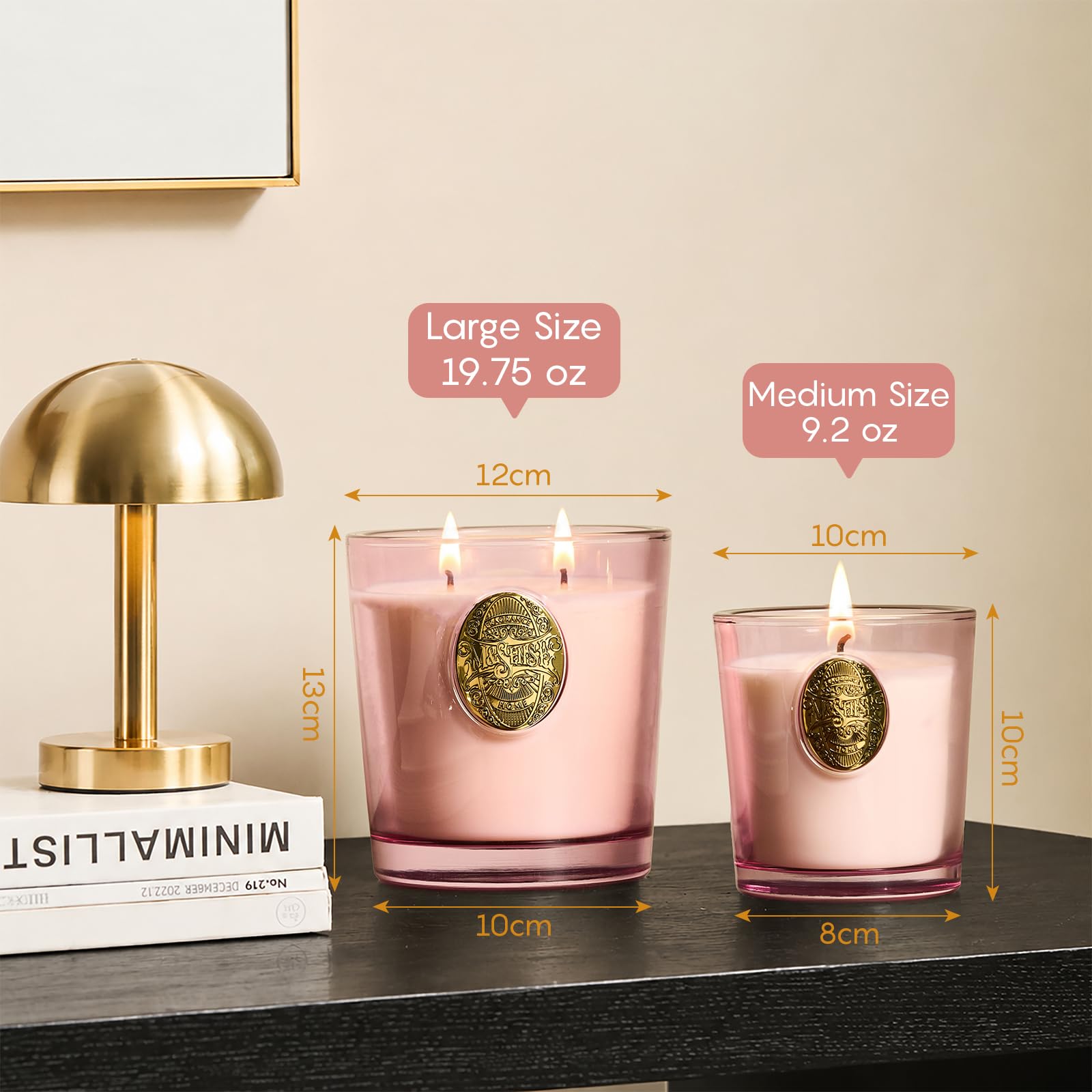 M&SENSE Candela Profumata 260g Rosa Marina, 55H Dura, Cera di Soia Non Tossiche Candele, Vetro Autunnali Decor Casa, Regalo di Lusso per Donne/Compleanni/Natale