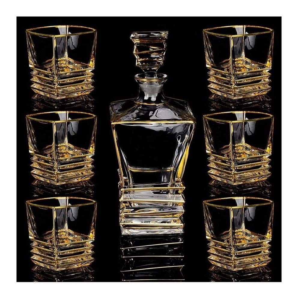 Stojak na butelki Stojak na wino Stojak na kieliszki do wina Karafka do whisky i zestaw szklanek Kubek Bezołowiowy kryształ Z 6 szklanymi kubkami na alkohole Bourbon lub Scotch Unikalne stylowe pud