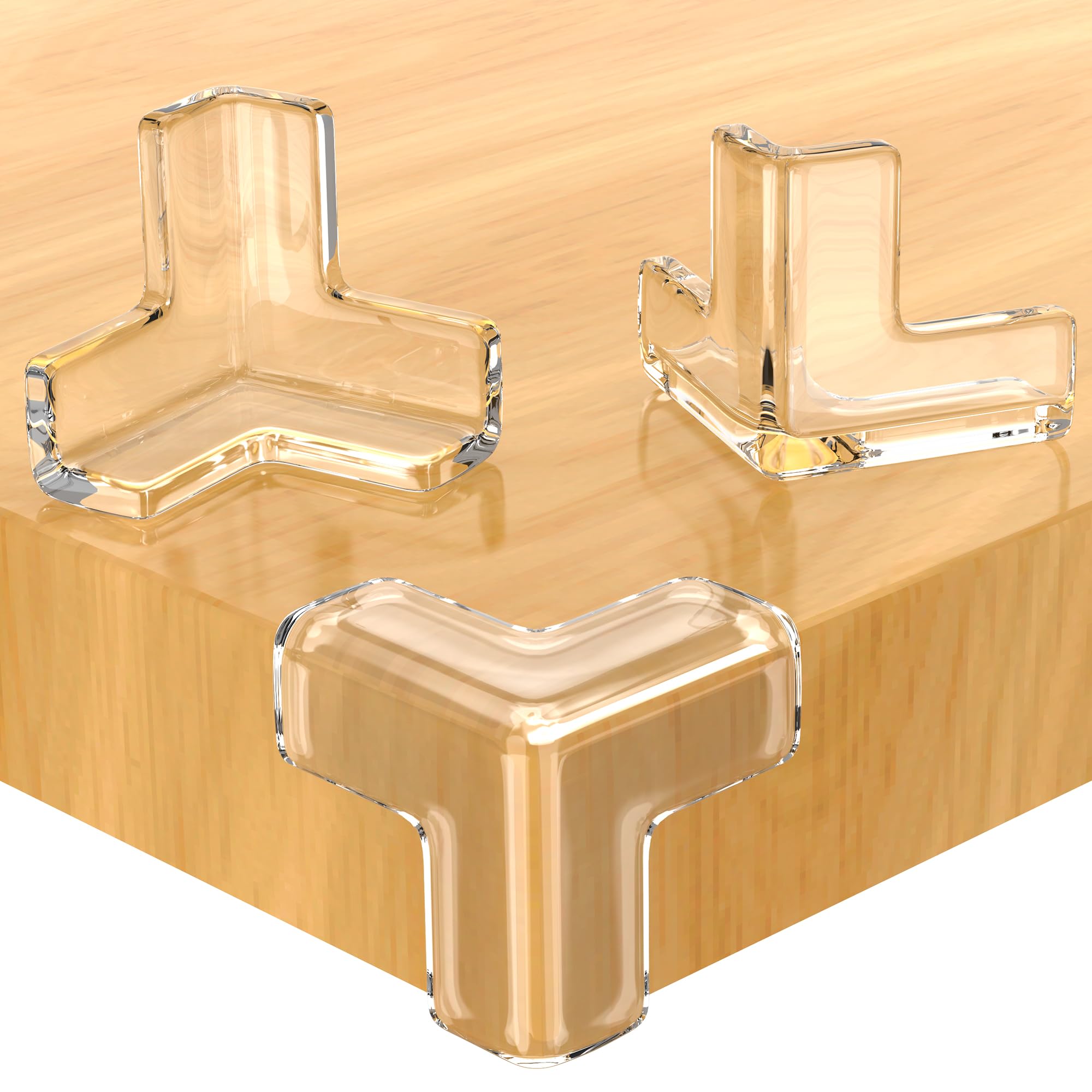 Elalove 20 Stück T-förmige Transparente Eckenschutzkanten aus weichem PVC, 3,3 x 3,3 x 3,3 cm, Selbstklebender Kantenschutz für Möbel, Babyfreundlicher Ecken- und Tischkantenschutz