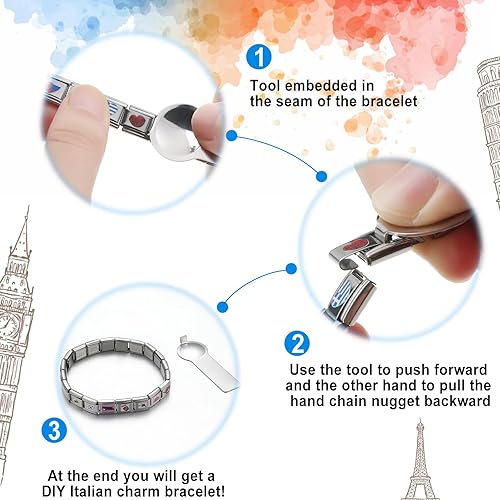 Miniatura 3 de Blulu 2 piezas de 0.354 in herramienta de apertura de dijes italianos de doble cara, herramienta de encanto italiano para añadir y quitar dijes y