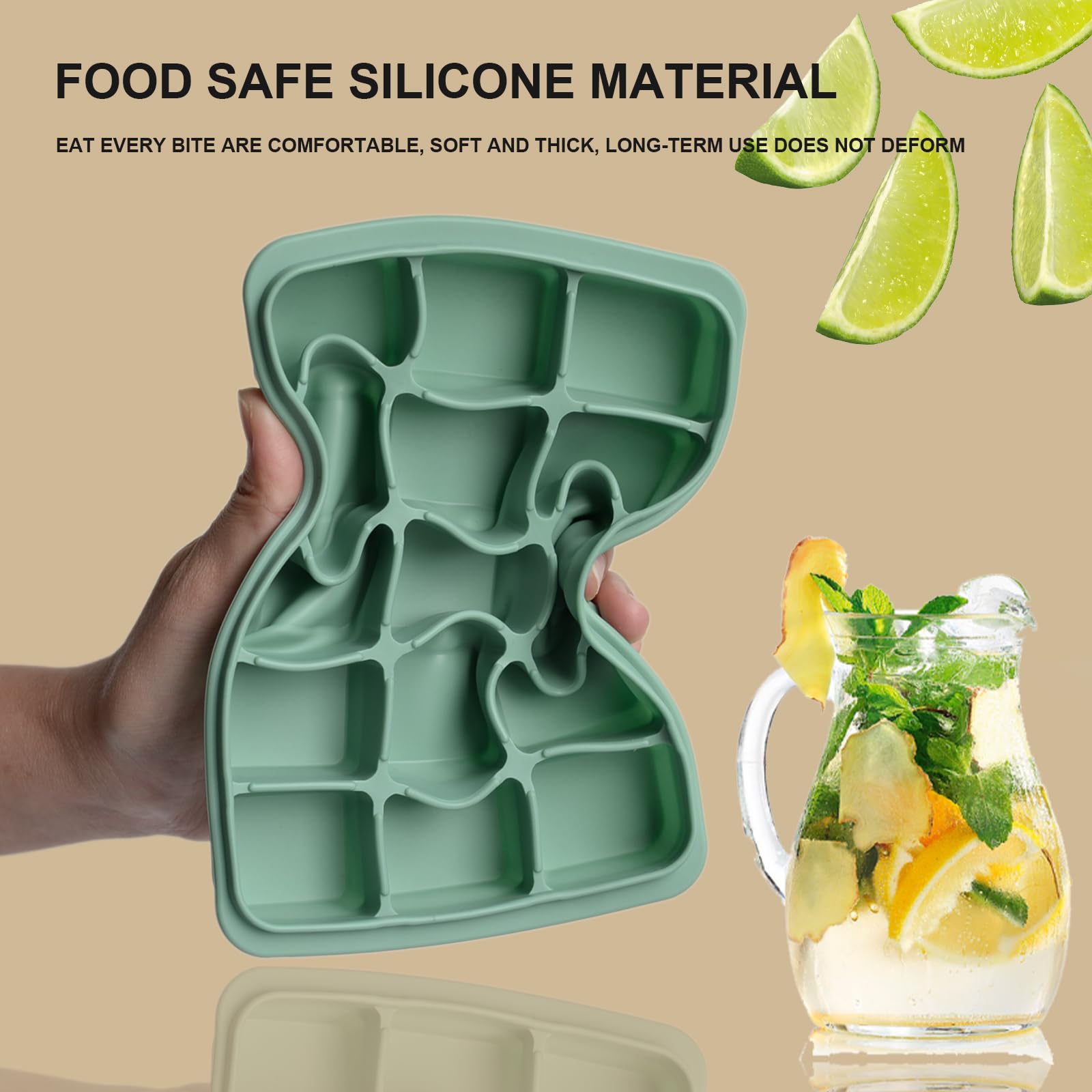 PRODUTTORE CUBO DI ghiaccio in silicone coperchio ermetico 18 griglia