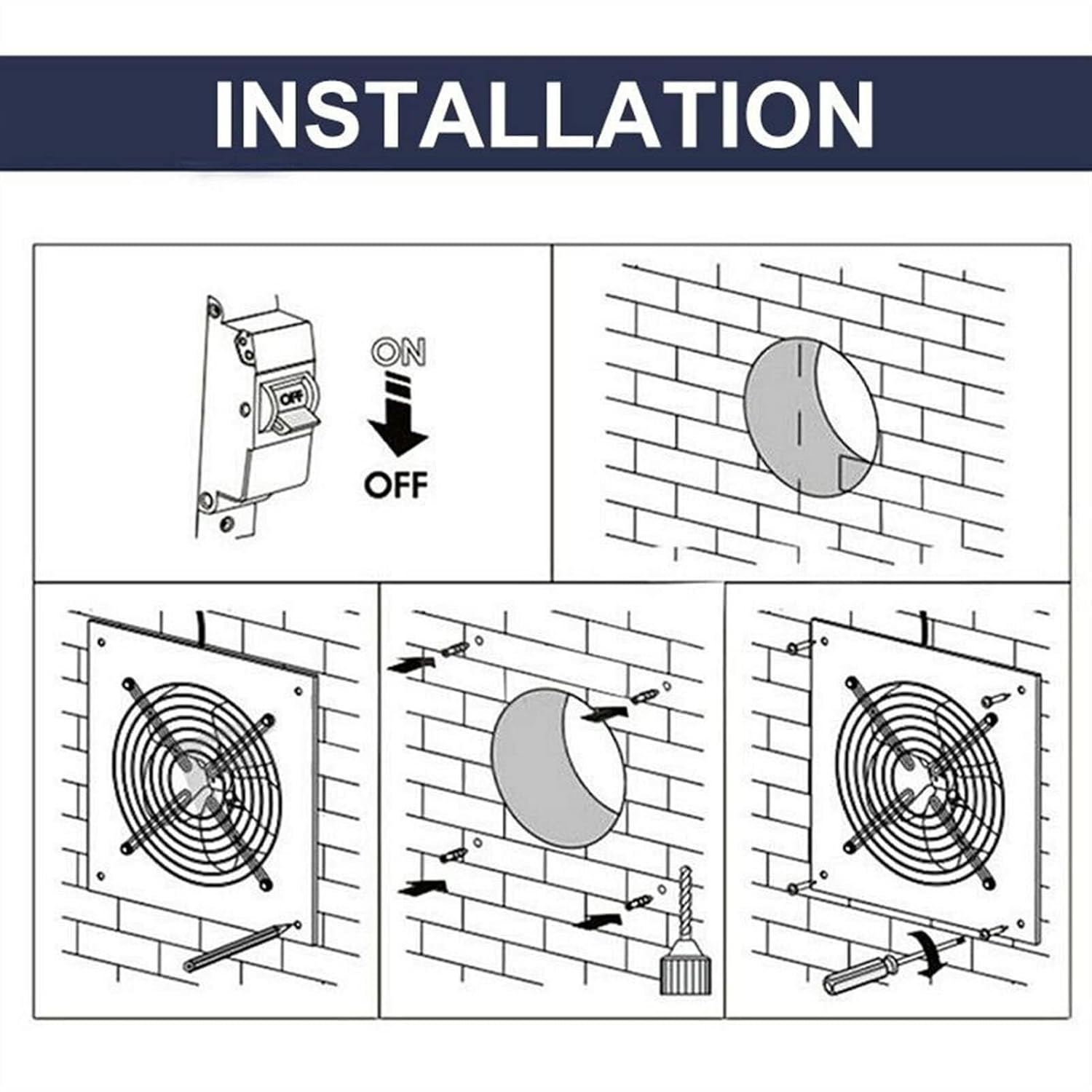 4/6/8 Inch Wall-Mounted High-Speed Exhaust Fan, Metal Ventilator Fan for Bathroom, Kitchen, Toilet, and Factory - Low Noise, Efficient Air Extractor (US-4 Inch)(Us,8 inch)