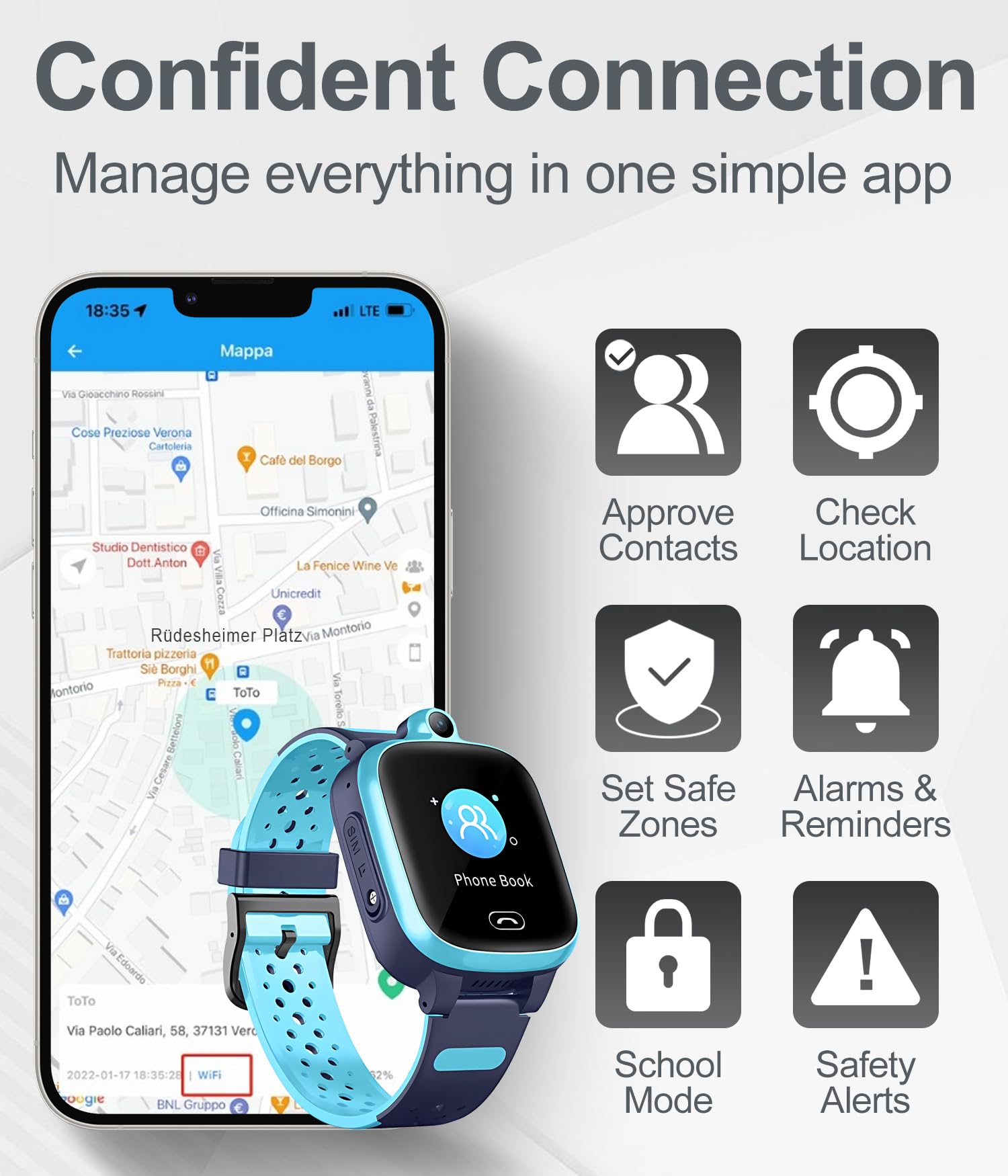 4G Smartwatch Kinder GPS Tracker Uhr Telefon WLAN Wasserdichter Echtzeit-Position Videoanrufnachricht Schrittzähler Geofence SOS Anti-Lost für die frühkindliche Bildung Kinder GPS Uhr