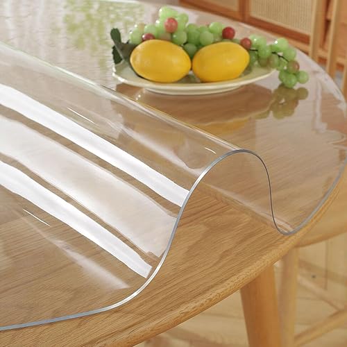 Miniatura 10 de Protector de mesa de comedor de plástico transparente para mesa de comedor, mantel de mesa, muebles de madera de café, extremo lateral, tela de