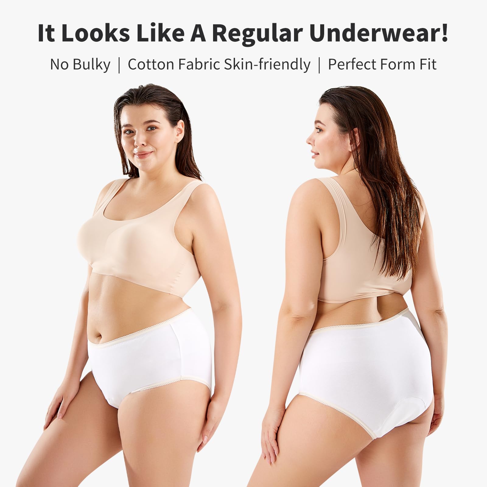 Ropa interior para incontinencia para mujer, lavable, a prueba de fugas, gran absorción, 100 ml, a prueba de fugas, ropa interior protectora para control de vejiga, talla L