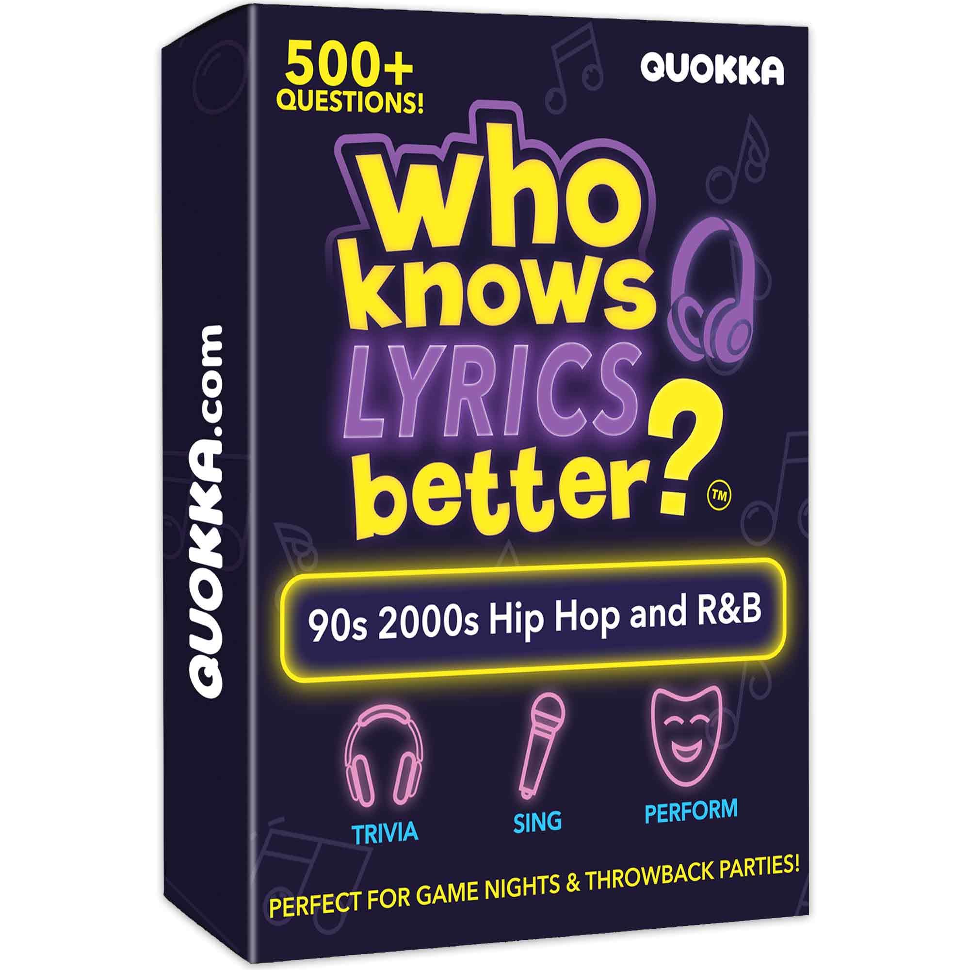QUOKKA Who Knows Lyrics Better? 500+ Lyric Challenges – 90s & 2000s Hip-Hop & R&B Edition – Ultimate Music Trivia & Singing Game for Adults & Families – Fun Karaoke & Party Game Night for Music Lovers