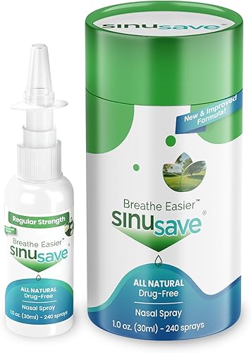 Sinusave Spray de lavado nasal y alergia de fuerza regular, totalmente natural, sin drogas, para aliviar rápidamente la congestión nasal, 1 onza