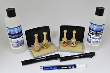 DirectGlow Black Light Luminous Glow Invisible Blue UV Ink Security Kit for Secret Marking Hand Stamping Ultraviolet Detection Executive Kit