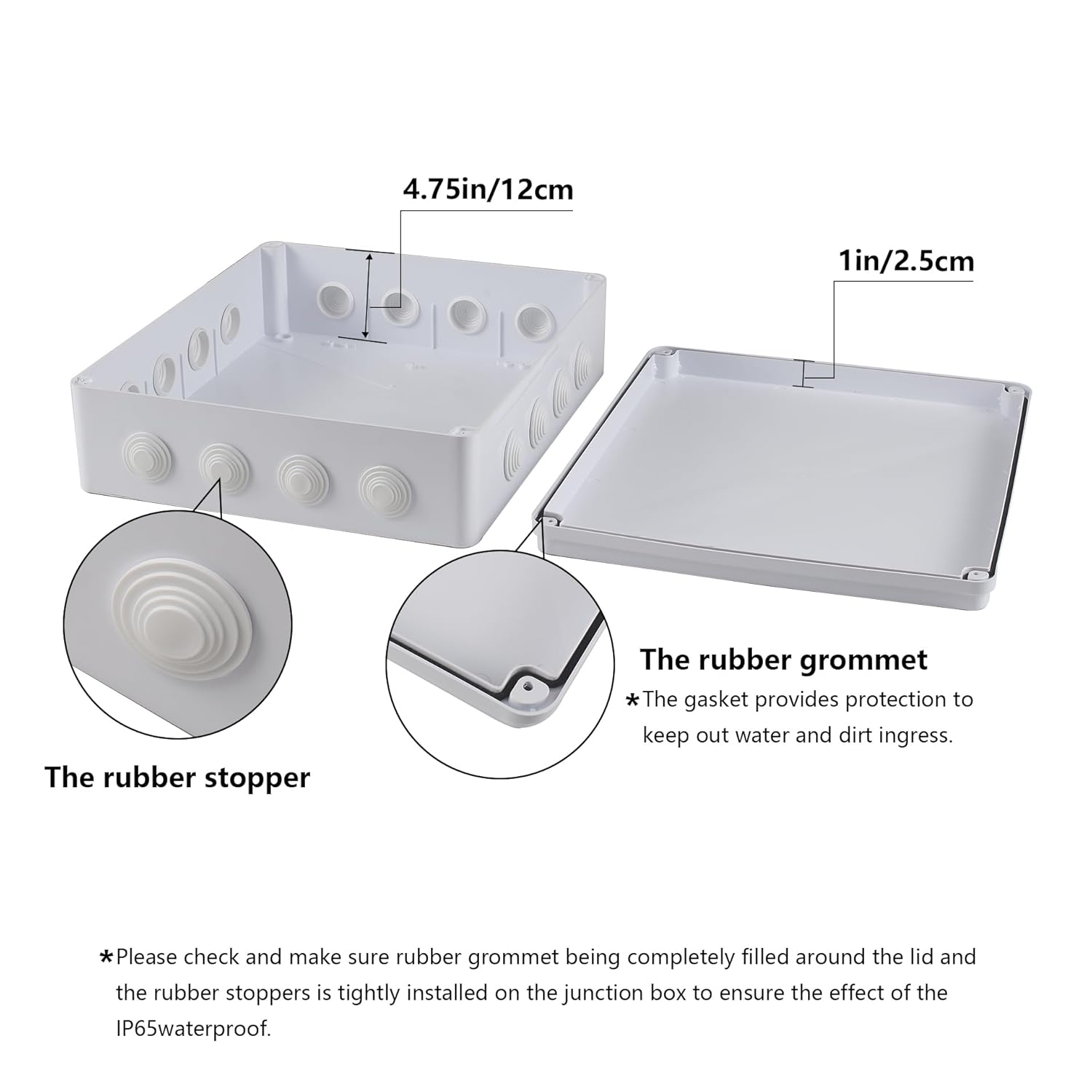 16" x 14" x 4.75" ABS Plastic Junction Box, Waterproof IP65 Electrical Junction Box with Reserved Holes, Weatherproof Outdoor Dustproof Boxes with Cover Universal Project Enclosure for Electronics