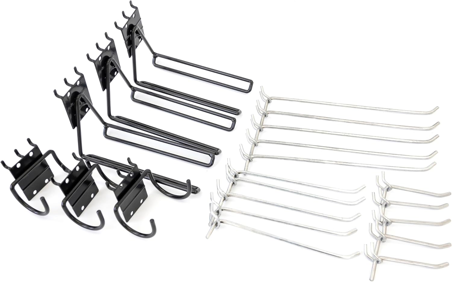 Heavy-Duty Garage Utility Hook Impact Drill Pack for Pegboard Includes: (3) Impact Drill Hooks, (3) Front Facing Drill/Garden-Tool Hooks, and (15) Extra-Heavy-Grade Pegboard Hooks (1)