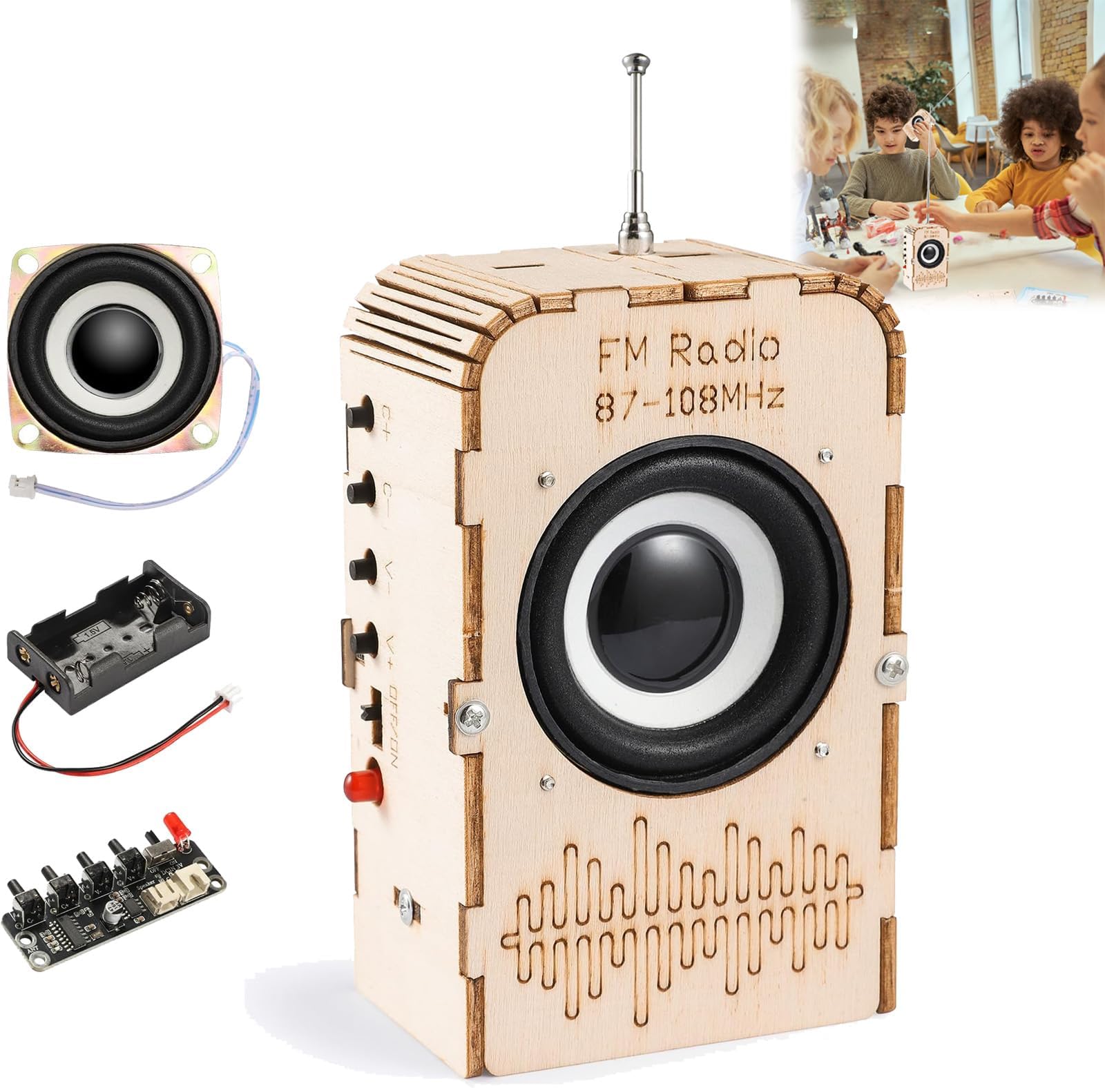 Azonee Science Kits for Kids Age 8-14, Stem Kits for Kids, Stem Toys for Boys and Girls Build Your Own FM Radio Kit, Wood Electronic Kits Snap Circuits for Teens Top Projects Gifts
