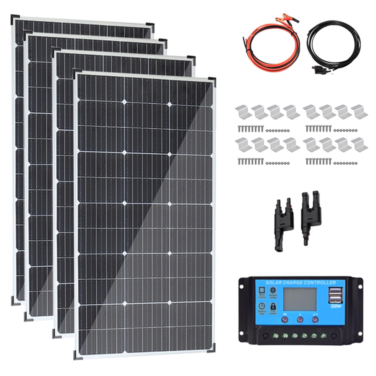 Kit di Pannelli solari monocristallini da 800w, Moduli Pv ad Alta efficienza per Applicazioni residenziali Esterne, campeggi, Yacht, Caravan, Camper e Altre Applicazioni off-Grid