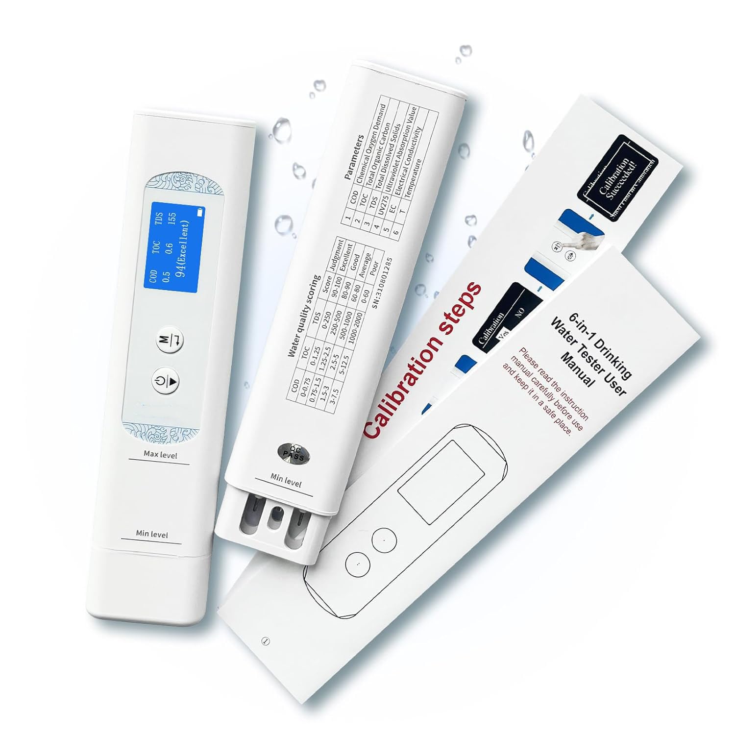 6-in-1 Digital Water Tester for Drinking Water, Professional COD & TOC Analyzer with TDS, EC, UV275 & Temp Meter, High-Accuracy Water Quality Monitor for Tap, Well, and Filtration Systems