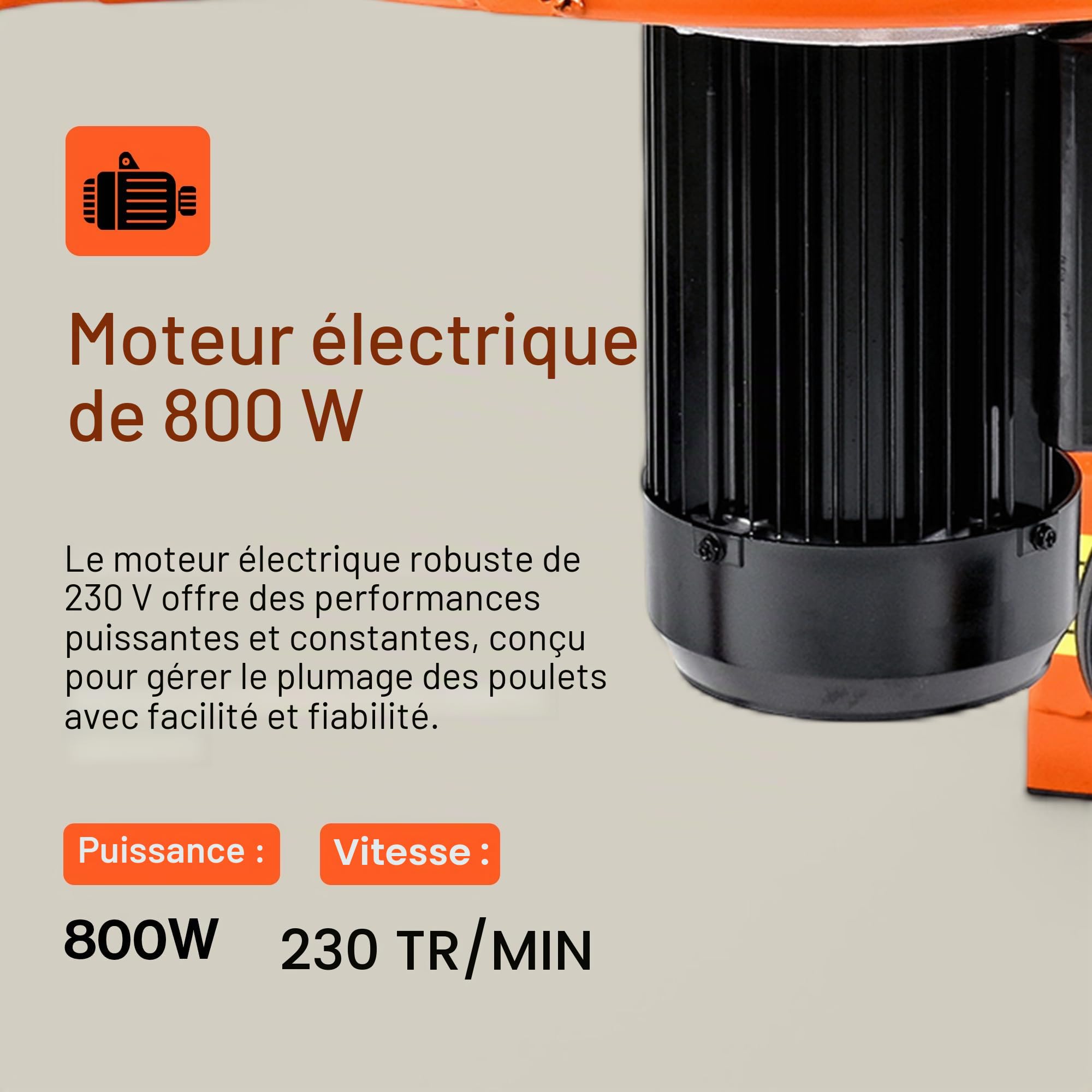 SuperHandy Déplumeuse à poulets électrique, 800 W,230 V, acier inoxydable | 92 doigts souples et tambour de 50 cm pour un plumage rapide et uniforme; idéale pour la transformation de volaille